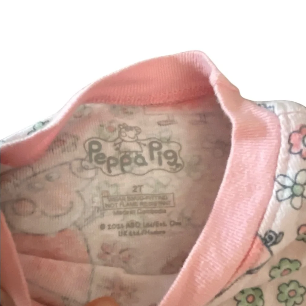 Peppa Pig Kids Toddler Pajamas Pink Floral cotton pj pants & long done  top